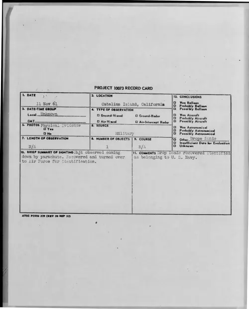 First page of 1961-11-8696474-CatalinaIsland-California