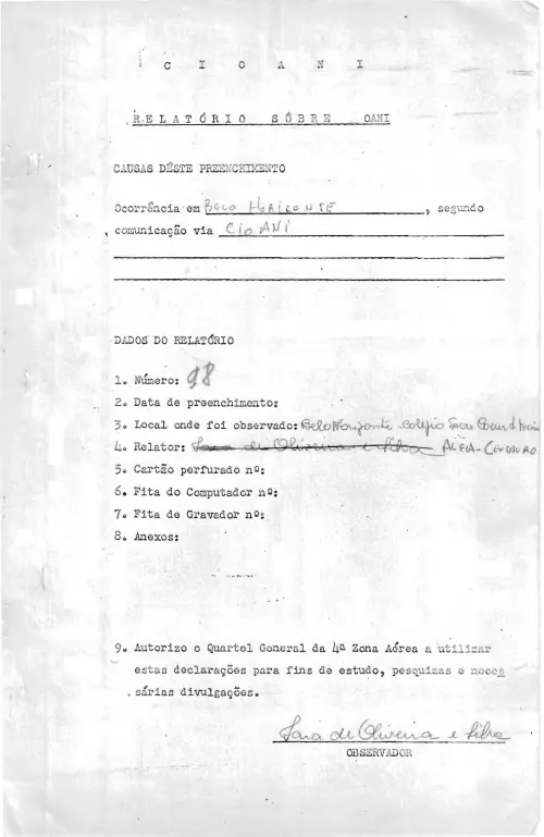 First page of BrazilianUFOFiles - CASO SIOANI 98 Caso SIOANI 098