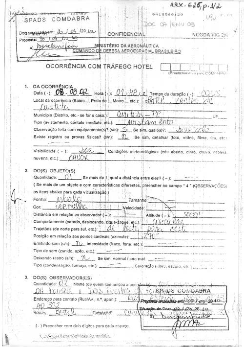 First page of BrazilianUFOFiles - BR_AN_BSB_ARX_625 BR_AN_BSB_ARX_625