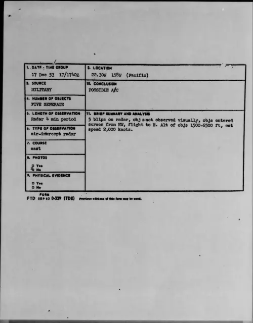 First page of 1953.12 - 6779060 - 22.30N 158W (Pacific)
