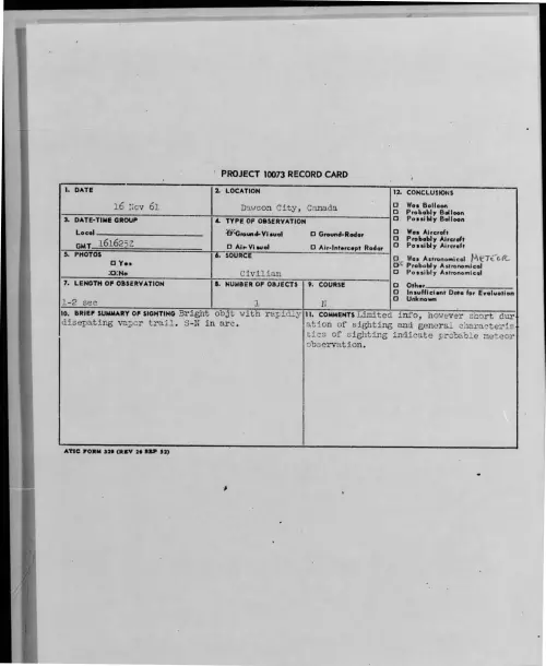 First page of 1961-11-8697449-DawsonCity-Canada