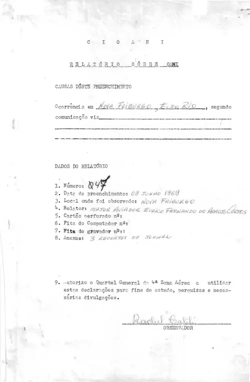 First page of BrazilianUFOFiles - CASO SIOANI 47 Caso SIOANI 047