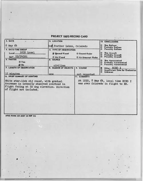 First page of 1964-05-8703308-RedFeatherLakes-Colorado