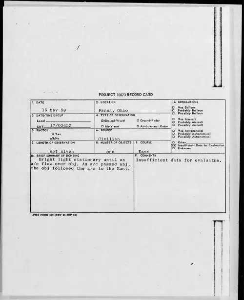 First page of 1958.05 - 7227997 - Parma, Ohio