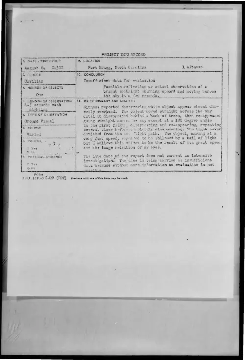First page of 1964-08-9420982-FortBragg-NorthCarolina
