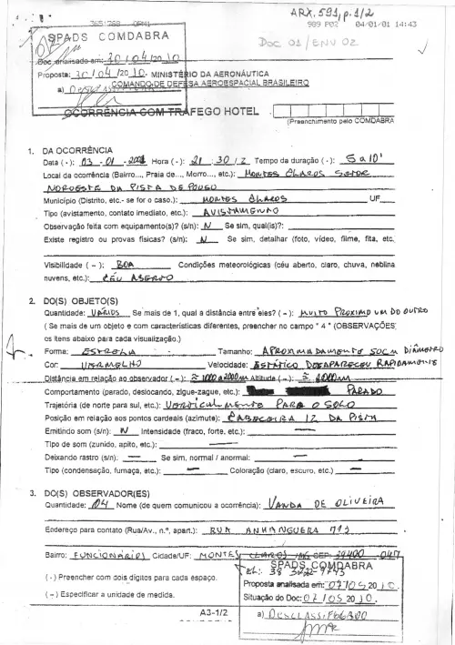 First page of BrazilianUFOFiles - BR_AN_BSB_ARX_591 BR_AN_BSB_ARX_591