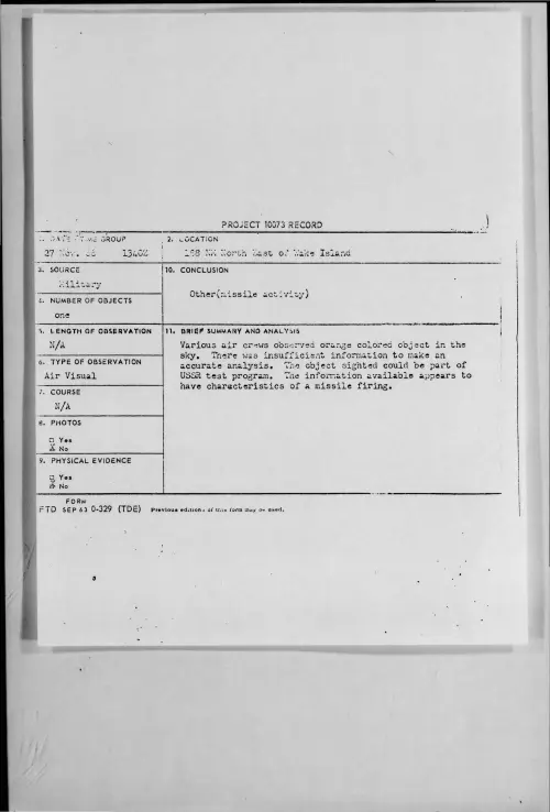 First page of 1966-11-8277678-188NMNorthEastofWakeIsland