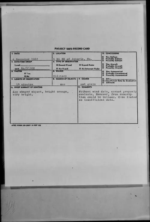 First page of 1957.11 - 7229210 - 4 Mi SE of Astoria, Mo