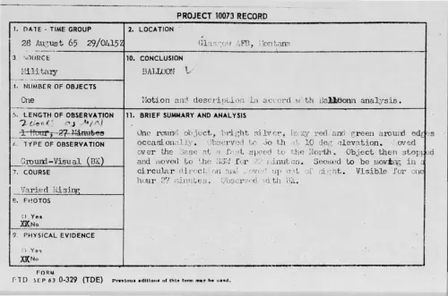 First page of 1965-08-9371014-GlasgowAFB-Montana