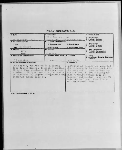 First page of 1957.11 - 6964631 - 40 miles north of Springfield, Massachusetts