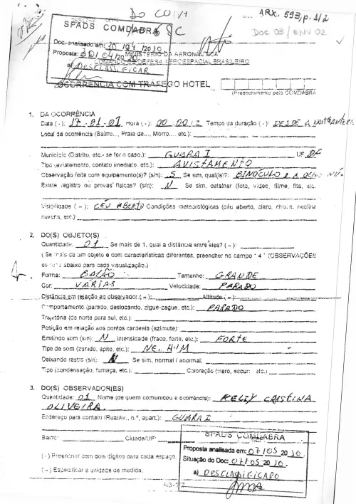 First page of BrazilianUFOFiles - BR_AN_BSB_ARX_593 BR_AN_BSB_ARX_593