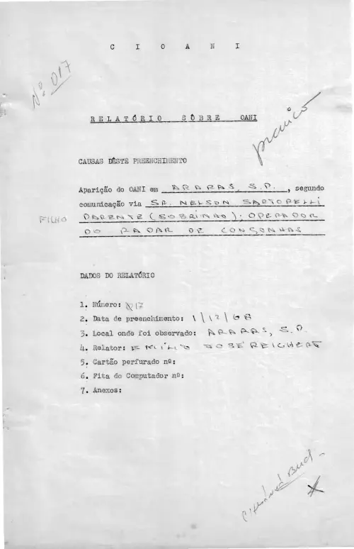 First page of BrazilianUFOFiles - CASO SIOANI 17 Caso SIOANI 017