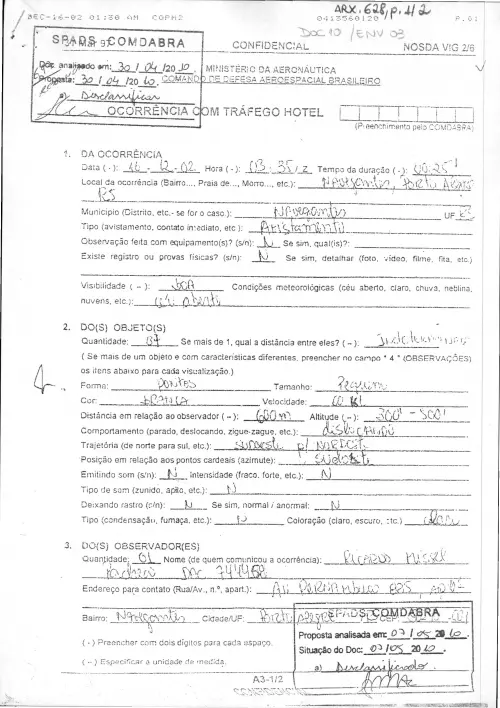 First page of BrazilianUFOFiles - BR_AN_BSB_ARX_628 BR_AN_BSB_ARX_628