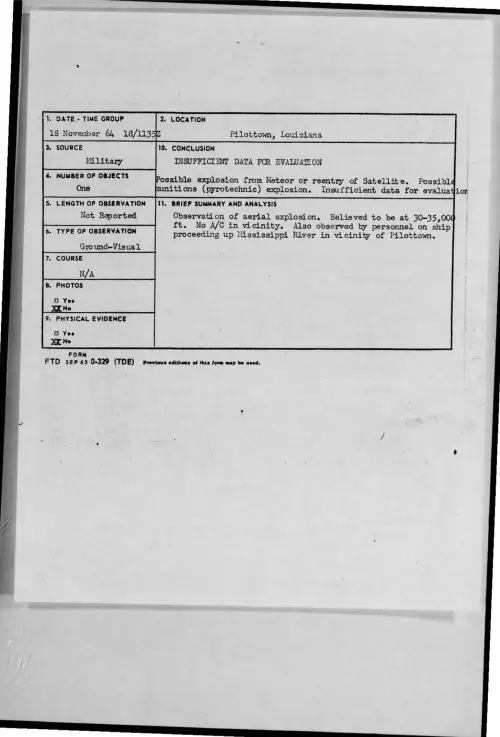 First page of 1964-11-8721934-Pilottown-Louisiana