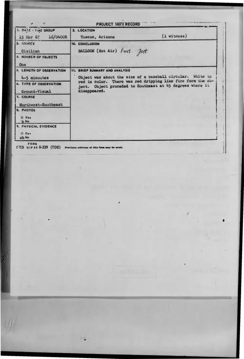 First page of 1967-03-7461309-Tuscon-Arizona