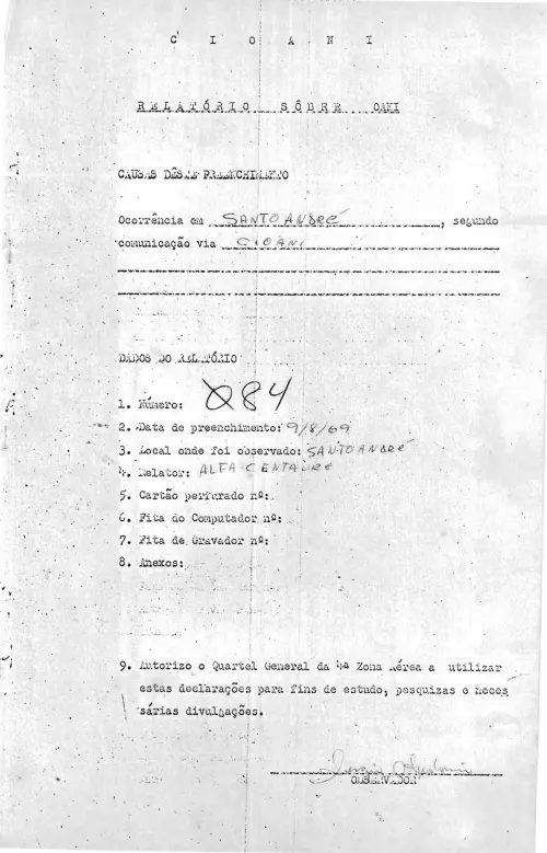 First page of BrazilianUFOFiles - CASO SIOANI 84 Caso SIOANI 084