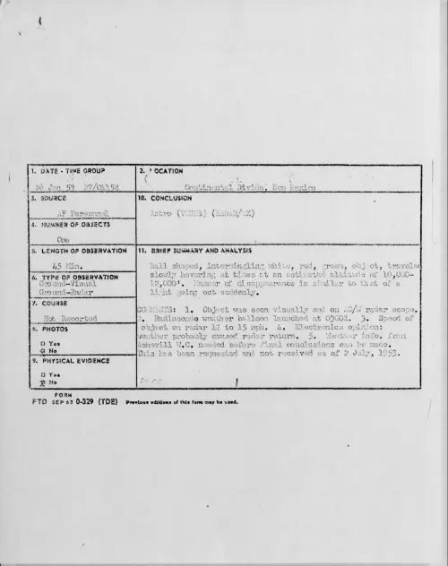 First page of 1953.01 - 9545247 - Continental Divide, New Mexico