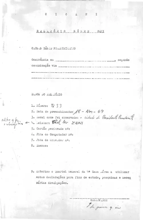 First page of BrazilianUFOFiles - CASO SIOANI 33 Caso SIOANI 033