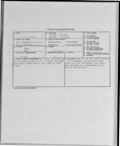 First page of 1962-04-8649147-34-05N144-38WPacificNEHawaii