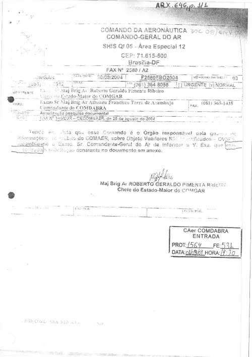 First page of BrazilianUFOFiles - BR_AN_BSB_ARX_646 BR_AN_BSB_ARX_646