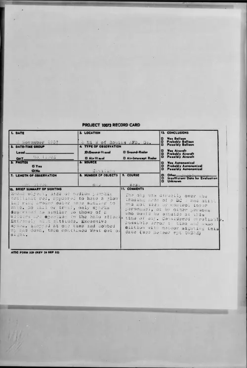 First page of 1957.11 - 6779296 - 5 Mi W Of Robins AFB, Ga