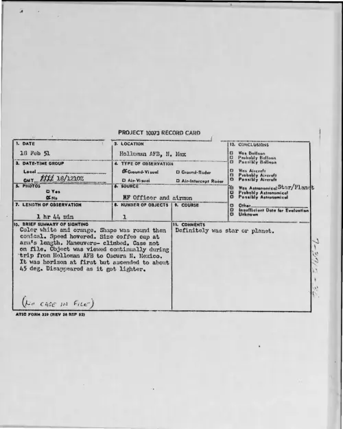First page of 1951-02-7006604-HollomanAFB-N-Mex