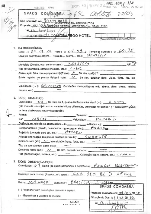 First page of BrazilianUFOFiles - BR_AN_BSB_ARX_604 BR_AN_BSB_ARX_604
