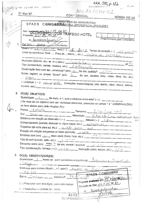 First page of BrazilianUFOFiles - BR_AN_BSB_ARX_580 BR_AN_BSB_ARX_580