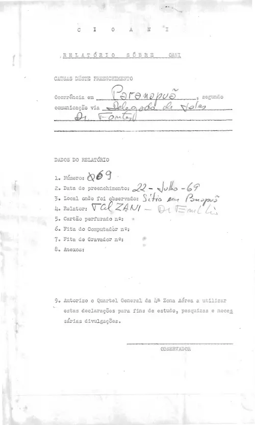 First page of BrazilianUFOFiles - CASO SIOANI 69 Caso SIOANI 069