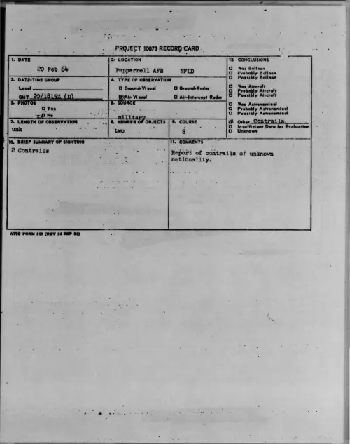 First page of 1964-02-6782074-PepperrellAFBNFLD