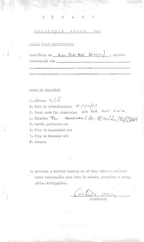 First page of BrazilianUFOFiles - CASO SIOANI 68 Caso SIOANI 068