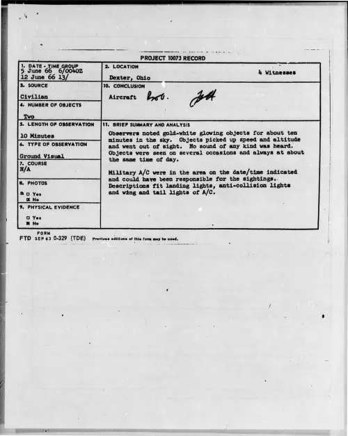 First page of 1966-06-7092921-Dexter-Ohio