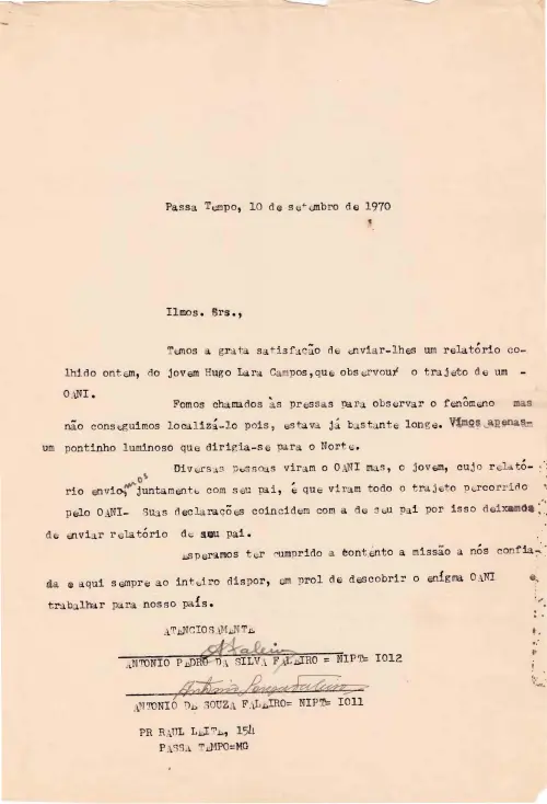 First page of BrazilianUFOFiles - CASO SIOANI SEM Nº - 006 70 - Colorido ORIGINAL Caso SIOANI Sem Nr 006 70 Colorido ORIGINAL