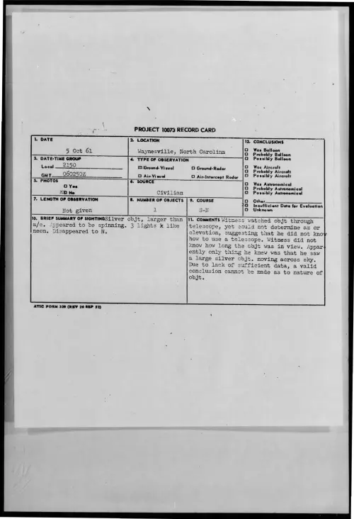 First page of 1961-10-8683628-Waynesville-NorthCarolina
