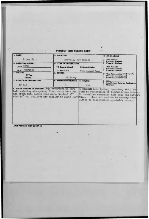 First page of 1961-10-8683278-Roswell-NewMexico
