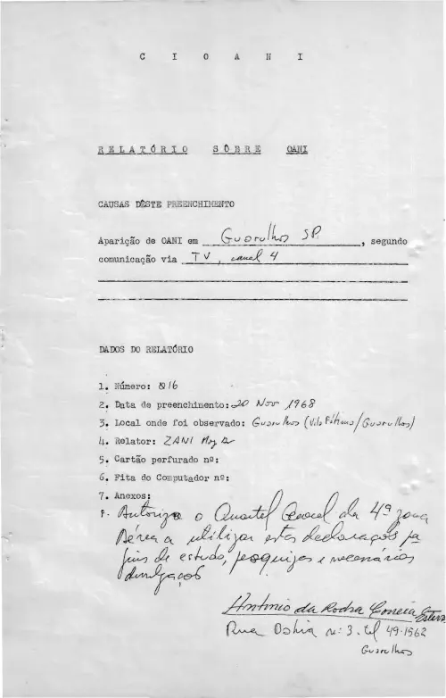 First page of BrazilianUFOFiles - CASO SIOANI 16 Caso SIOANI 016