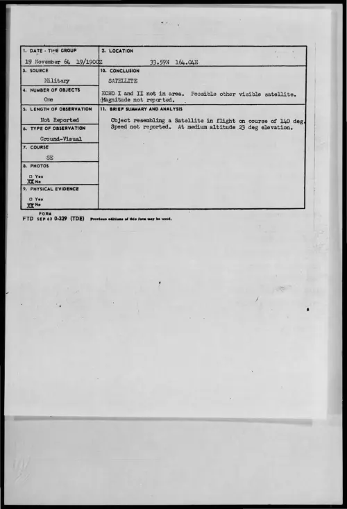 First page of 1964-11-8721945-33-59N164-04E