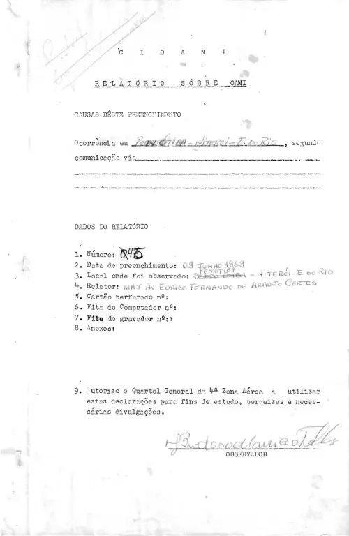 First page of BrazilianUFOFiles - CASO SIOANI 45 Caso SIOANI 045