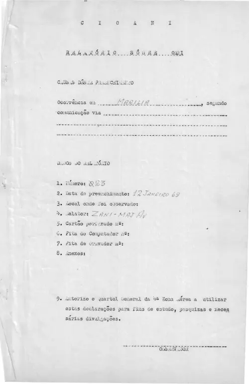 First page of BrazilianUFOFiles - CASO SIOANI 23 Caso SIOANI 023