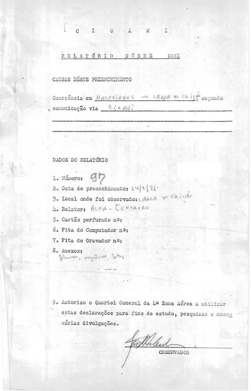First page of BrazilianUFOFiles - CASO SIOANI 97 Caso SIOANI 097