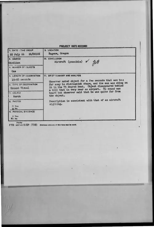 First page of 1966-07-8724628-Eugene-Oregon