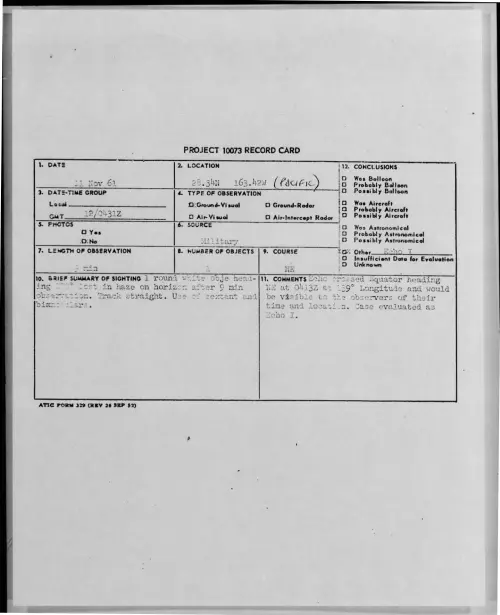 First page of 1961-11-8696609-28-34N163-42W-PACIFIC-