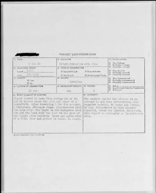 First page of 1960.10 - 8233098 - Wright-Patterson AFB, Ohio