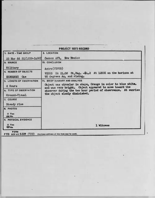 First page of 1966-03-8670730-CannonAFB-NewMexico