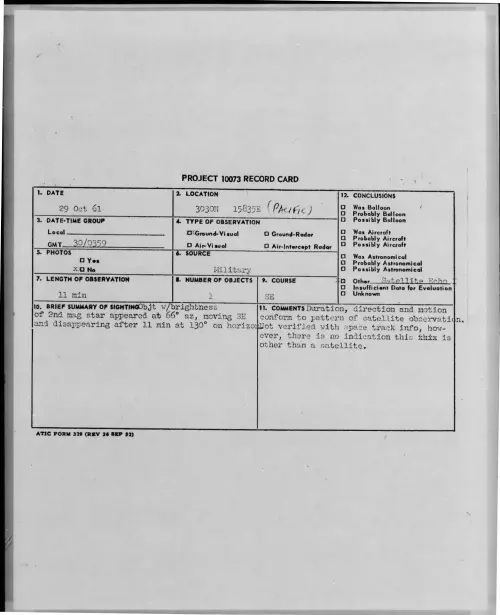 First page of 1961-10-8695023-3030N15835E-PACIFIC-