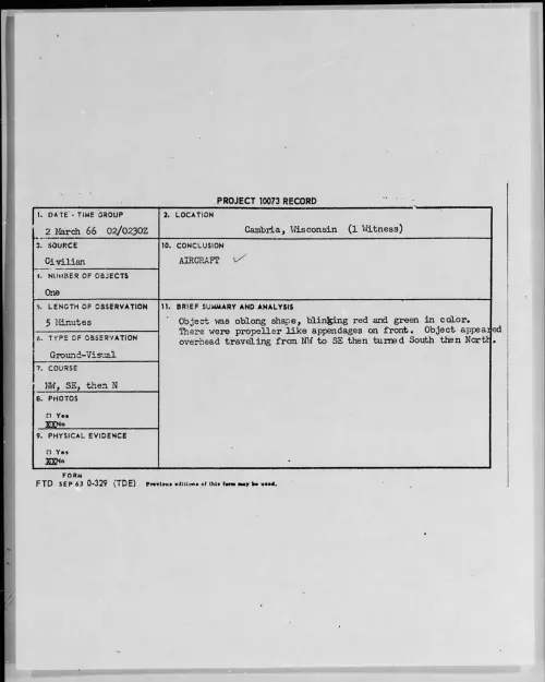 First page of 1966-03-8663210-Cambria-Wisconsin