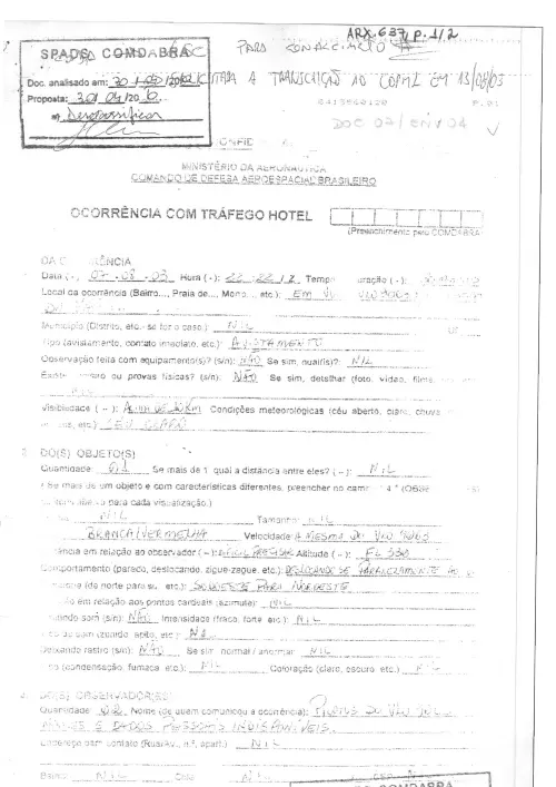 First page of BrazilianUFOFiles - BR_AN_BSB_ARX_637 BR_AN_BSB_ARX_637
