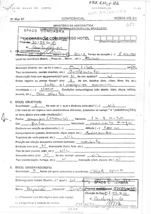 First page of BrazilianUFOFiles - BR_AN_BSB_ARX_614 BR_AN_BSB_ARX_614