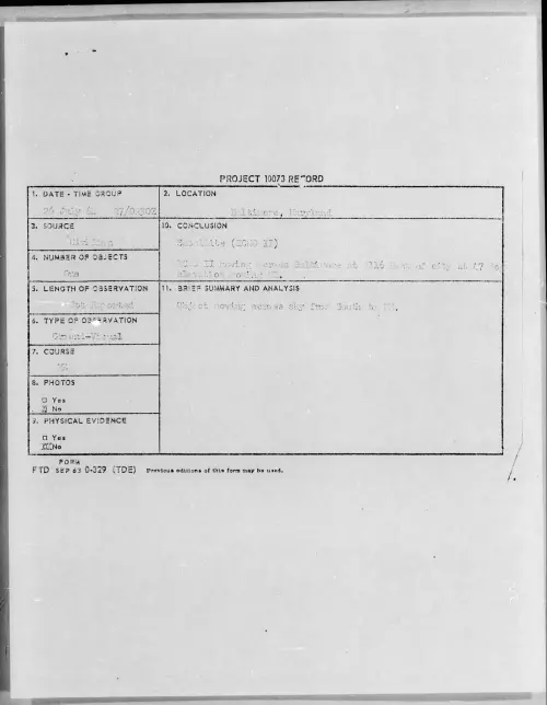 First page of 1964-07-8727852-Baltimore-Maryland