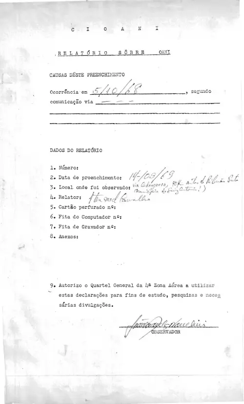 First page of BrazilianUFOFiles - CASO SIOANI SEM Nº - 004 69 Caso SIOANI Sem Nr 004 69